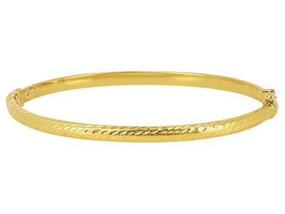 Brazalete Rígido De Forma Cuadrada Cincelado De 4 mm, 50 X 60 mm, Oro Amarillo De 18 K - Imagen Estandar - 1