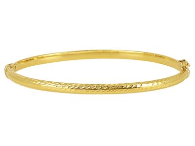 Brazalete Rígido De Forma Cuadrada Cincelado De 4 mm, 55 X 65 mm, Oro Amarillo De 18 K - Imagen Estandar - 1