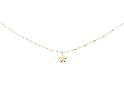 Collar Estrella 12 MM Y Bolas 2 Mm, 42-45 Cm, Oro Amarillo 18k