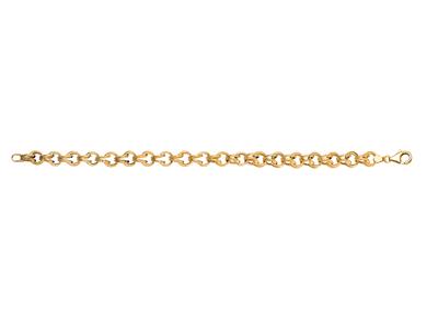 Pulsera Gros Sirop, Alternancia De Eslabones Lisos Y Punzonados 8 Mm, 23 Cm, Oro Amarillo 18k