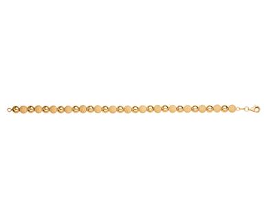 Pulsera 6 MM Luz Alternando Bolas 11 Lisa Y Laser, 19 Cm, Oro Amarillo 18k