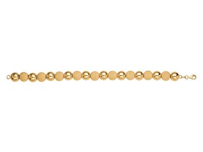 Pulsera 10 MM Luz Alternando Bolas 11 Lisa Y Laser, 20 Cm, Oro Amarillo 18k