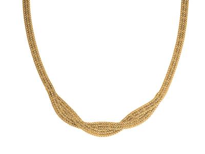 Collar Pop Corn 2 Hileras Retorcidas En Gota 10 Mm, 43 Cm, Oro Amarillo 18k