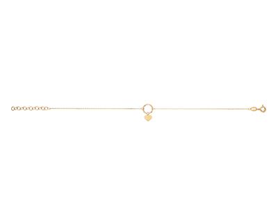 Pulsera Círculo Y Borlas Corazon, 17+3 Cm, Oro Amarillo 18k - Imagen Estandar - 1