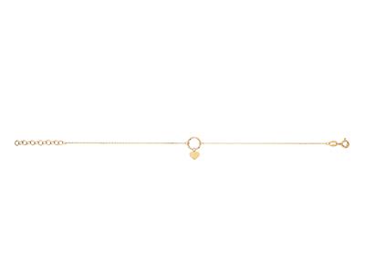 Pulsera Crculo Y Borlas Corazon, 173 Cm, Oro Amarillo 18k