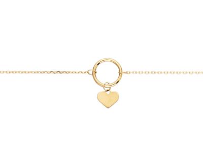Pulsera Círculo Y Borlas Corazon, 17+3 Cm, Oro Amarillo 18k - Imagen Estandar - 2