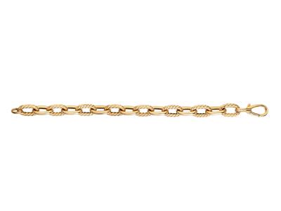 Pulsera Con Alternancia De Ovalos Huecos, 20,50 Cm, Oro Amarillo 18k