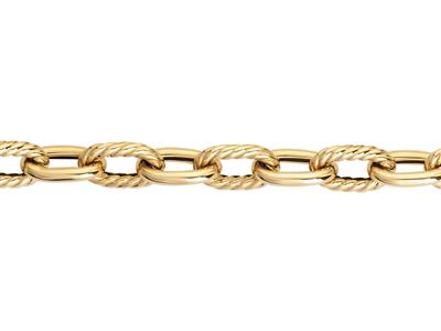 Pulsera Cadena Oval Forzada Hueca Alternada Lisa, 20,50 Cm, Oro Amarillo 18 K - Imagen Estandar - 2