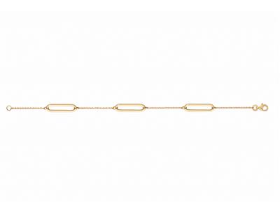Pulsera Con 3 Eslabones Rectangulares Huecos En Cadena, 16+3 Cm, Oro Amarillo De 18 Quilates - Imagen Estandar - 1