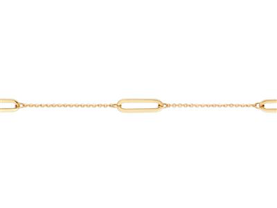 Pulsera Con 3 Eslabones Rectangulares Huecos En Cadena, 16+3 Cm, Oro Amarillo De 18 Quilates - Imagen Estandar - 2