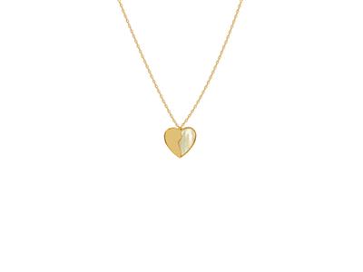 Collar Con Cadena Y Motivo De Corazón De Media Madreperla, 42+3 cm, Oro Amarillo De 18 Quilates - Imagen Estandar - 1