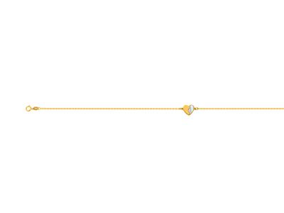Tobillera Motivo Corazn Mitad Nácar En Cadena, 253 Cm, Oro Amarillo 18 Kt