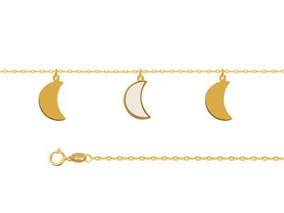 Tobillera 3 Motivos Luna En Cadena,25+3 Cm, Oro Amarillo 18 Kt - Imagen Estandar - 2