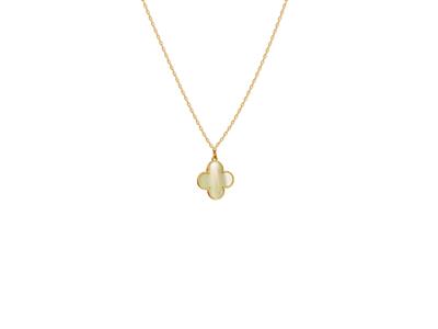 Collar Con Cadena Con Motivo Floralde Nácar, 423cm, Oro Amarillo De 18 Quilates