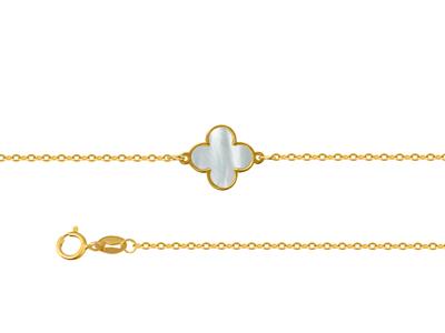 Pulsera Motivo Flor Nacarado En Cadena, 17+3 Cm, Oro Amarillo 18 K - Imagen Estandar - 2
