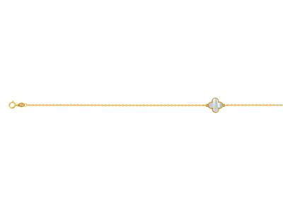 Tobillera Motivo Corazn Nácar En Cadena, 253 Cm, Oro Amarillo 18 Kt