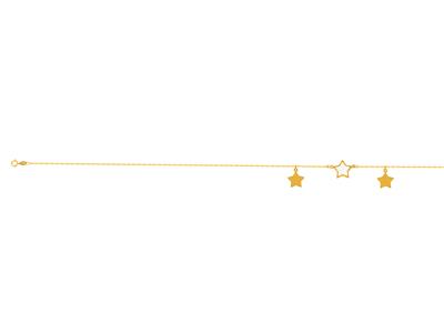 Tobillera 3 Motivos Estrellas En Cadena, 253 Cm, Oro Amarillo 18 Kt
