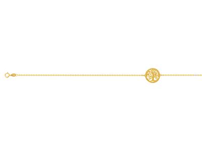 Tobillera Árbol De La Vida Con Contorno, 253 Cm, Oro Amarillo 18 Kt