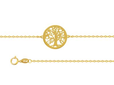 Tobillera Árbol De La Vida Con Contorno, 25+3 Cm, Oro Amarillo 18 Kt - Imagen Estandar - 2
