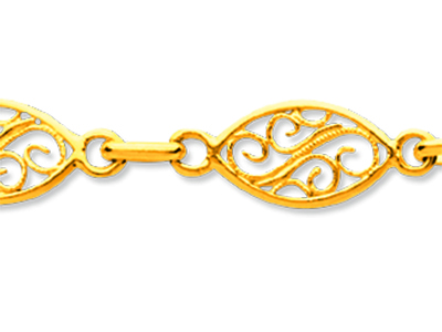 Pulsera De Malla De Filigrana De 6,8 Mm, 19 Cm, Oro Amarillo De 18 Quilates - Imagen Estandar - 2