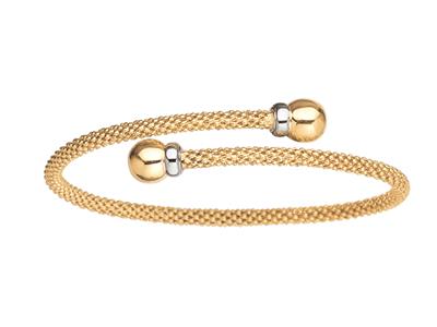 Brazalete Tipo Esclava De Malla 3,40 mm, 59 X45 mm, Oro Bicolor De 18k - Imagen Estandar - 1