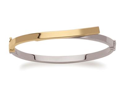 Pulsera Jonc Décalé 4 Mm, 60 Mm, Oro Bicolor 18k