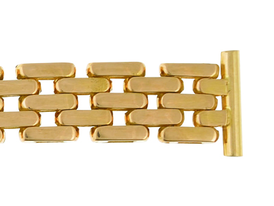 Pulsera Plana Del Reloj Grano De Arroz Espaciada 8 mm, Oro Amarillo De18k. Ref. 9044 - Imagen Estandar - 2