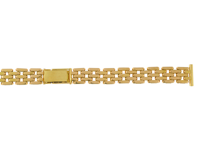 Pulsera Reloj Grain De Riz, 18 MM Plana, Oro Amarillo 18k. Ref. 9044