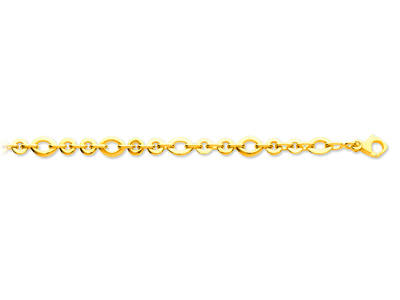 Pulsera De Malla Lentejas Ovaladas Alternas Circulares 7,7 mm, 19,5 cm, Oro Amarillo De 18 K - Imagen Estandar - 1