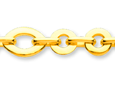 Pulsera De Malla Lentejas Ovaladas Alternas Circulares 7,7 mm, 19,5 cm, Oro Amarillo De 18 K - Imagen Estandar - 2