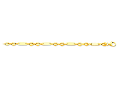 Pulsera De Malla Alternada Con Placas Y 2 Granos De Caf{ 4,8 mm, 21 cm, Oro Amarillo De 18 K - Imagen Estandar - 1