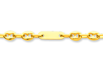 Pulsera De Malla Alternada Con Placas Y 2 Granos De Caf{ 4,8 mm, 21 cm, Oro Amarillo De 18 K - Imagen Estandar - 2