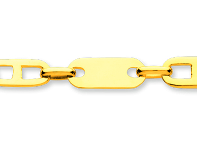 Pulsera De Hombre Con Eslabones Alternos Marine Planas 5,7 mm, 21 cm, Oro Amarillo De 18 Quilates - Imagen Estandar - 2
