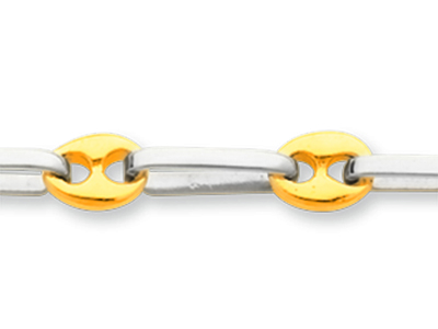 Pulsera Maciza Cuadrada Forzada De Malla De Grano De Caf{ Alternado, 4,6 mm, 18 cm, Oro Bicolor De 18 Qui - Imagen Estandar - 2