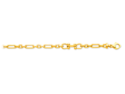 Pulsera De Hombre Forzada Larga Con3 Grilletes Alternados, 21 cm, Oro Amarillo De 18 Quilates - Imagen Estandar - 1
