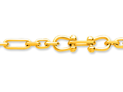 Pulsera De Hombre Forzada Larga Con3 Grilletes Alternados, 21 cm, Oro Amarillo De 18 Quilates - Imagen Estandar - 2