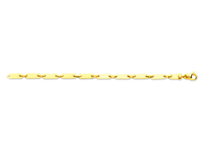 Pulsera Hombre Plaquitas Con Anillaintermedia 3,9 mm, 21 cm, Oro Amar Illo 18k - Imagen Estandar - 1