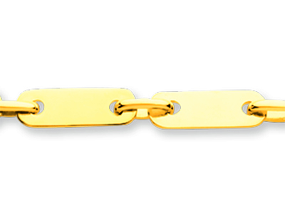 Pulsera Hombre Plaquitas Con Anillaintermedia 3,9 mm, 21 cm, Oro Amar Illo 18k - Imagen Estandar - 2