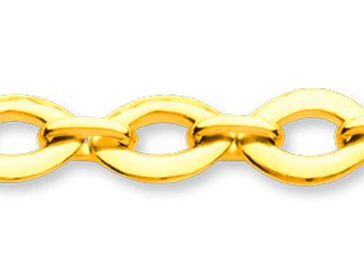 Brazalete De Malla Lentejas Ovaladas E Intermedios 7,7 mm, 18,5 cm, Oro Amarillo De 18 K - Imagen Estandar - 2