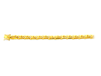 Pulsera Punto Haba Macizo 6,8 Mm, 21 Cm, Oro Amarillo 18k