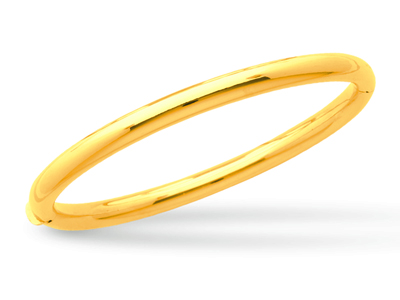Brazalete Tipo Esclava Con Apertura, Alambre Redondo De 5 mm, Forma Ovalada De 58 mm, Oro Amarillo De 18 - Imagen Estandar - 1