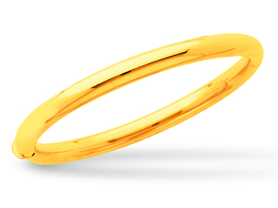 Brazalete Tipo Esclava Con Apertura, Alambre Redondo De 6 mm, Forma Ovalada De 58 mm, Oro Amarillo De 18 - Imagen Estandar - 1