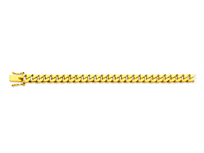 Pulsera De Cadena De Eslabones Ajustados, 6mm, 20cm, Oro Amarillo De18 K
