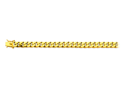 Pulsera De Cadena De Eslabn Apretada De 7mm, 20,50cm, Oro Amarillo De 18 K