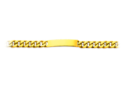 Pulsera De Identidad De Malla Cadena Gourmette Apretada, 9 mm, 21 cm, Oro Amarillo De 18 K - Imagen Estandar - 1