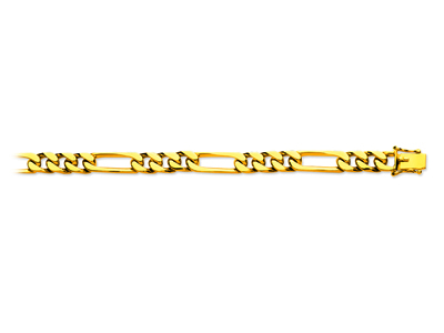 Pulsera De Malla Alternada 13 Ajustada 7mm, 20,50cm, Oro Amarillo De 18 K