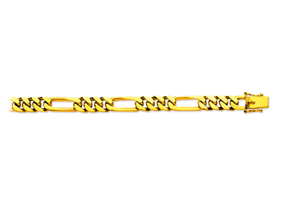 Pulsera De Malla Alternada 13 Ajustada 8mm, 20,50cm, Oro Amarillo De 18 K