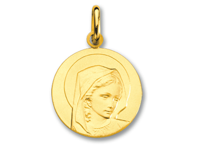 Medalla Virgen Con Aureola, Oro Amarillo De 18 Quilates. - Imagen Estandar - 1