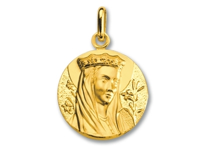 Medalla De La Virgen Coronada, Oro Amarillo De 18 Quilates - Imagen Estandar - 1