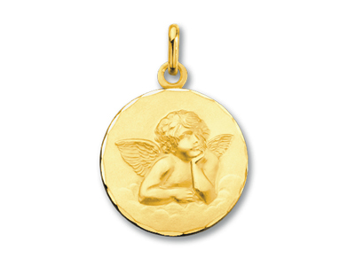 Medalla Del Ángel De Rafael, Oro Amarillo De 18 Quilates